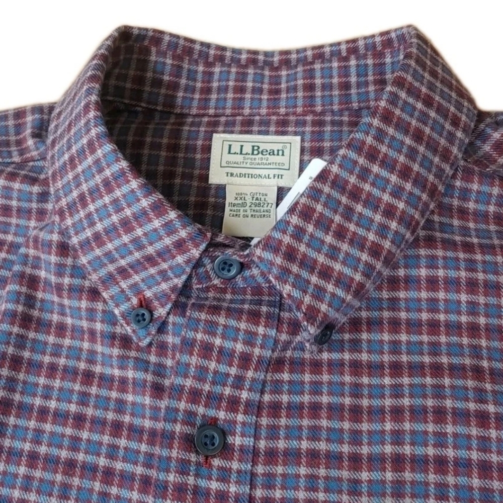 Vtg 90s LL Bean Wicked Good Flannel Shirt Men 2X Tall Iron Blue Plaid Button Nwt